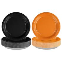 Decorações de festa gregas, 100 peças de pratos laranja e pretos Decorações de festa gregas, 100 peças de pratos laranja e pretos