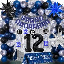 Decorações de festa HULASO 12º aniversário de meninos/meninas em azul escuro