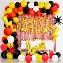 Decorações de festa Junopy Birthday Banner Balões vermelhos e amarelos