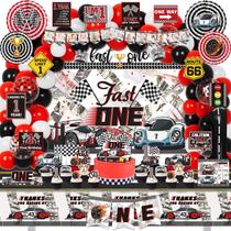 Decorações de festa KOTLMIGHT Fast One Race Car Theme Boys 1st