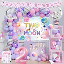 Decorações de festa Kudapity Two the Moon 2nd Birthday Girl Decorações de festa Kudapity Two the Moon 2nd Birthday Girl