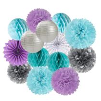 Decorações de festa Lasting Surprise, roxo-azul, prata, 14 unidades