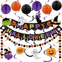 Decorações de festa meowtastic Happy Halloween com favo de mel Decorações de festa meowtastic Happy Halloween com favo de mel