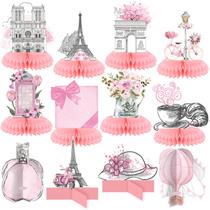 Decorações de festa Moinchore, 12 peças, conjunto rosa Paris Honeycomb Decorações de festa Moinchore, 12 peças, conjunto rosa Paris Honeycomb