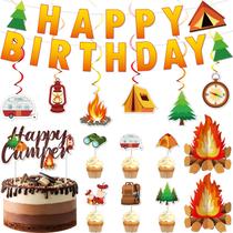 Decorações de festa Nezyo Camping Birthday 52 unidades Happy Camper Decorações de festa Nezyo Camping Birthday 52 unidades Happy Camper
