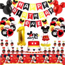 Decorações de festa Nyhpar Cartoon Mouse 1st Birthday Boy