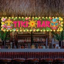 Decorações de festa Oumuamua Hawaiian Tiki Bar com luzes de 15,7 x 72 polegadas