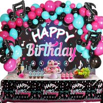 Decorações de festa OurWarm Tik Tok Birthday 130 unidades com banner Decorações de festa OurWarm Tik Tok Birthday 130 unidades com banner