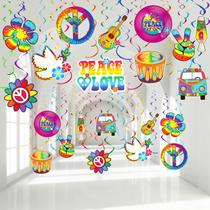 Decorações de festa Outus 60's Hippie Theme Foil Swirl 30ct Decorações de festa Outus 60's Hippie Theme Foil Swirl 30ct