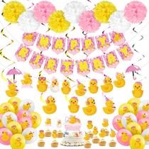 Decorações de festa Outus Pink Ducky Happy Birthday 77 unidades