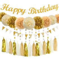 Decorações de festa Panduola White-Gold Champagne Birthday