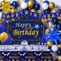 Decorações de festa, perfeitamente azuis e douradas, aniversário, 80 unidades