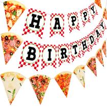 Decorações de festa Pizza Banner Garland Happy Birthday x3 Decorações de festa Pizza Banner Garland Happy Birthday x3