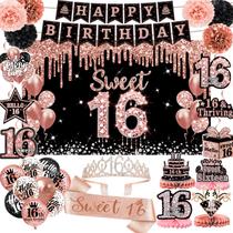 Decorações de festa QIYANPAX Sweet 16 Birthday 59 unidades em ouro rosa