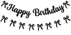 Decorações de festa Ramciyo Black Bow Birthday com banner Decorações de festa Ramciyo Black Bow Birthday com banner