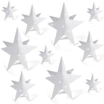Decorações de festa Sinload 45 peças centrais 3D Star Silver Decorações de festa Sinload 45 peças centrais 3D Star Silver