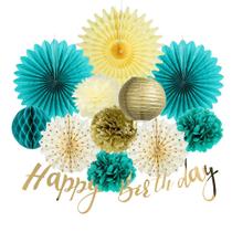 Decorações de festa SUNBEAUTY Teal Gold Birthday Party
