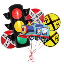 Decorações de festa SYNUO Train Railroad Crossing Sign Balloon