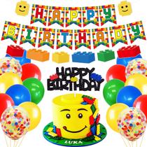 Decorações de Festa Temática Building Blocks - Kit Completo para Aniversário