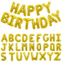 Decorações de festa TONIFUL, 65 unidades de balões de feliz aniversário dourados de 40 cm Decorações de festa TONIFUL, 65 unidades de balões de feliz aniversário dourados de 40 cm