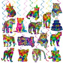 Decorações de festa Umoni Neon Leopard Hanging Swirls x20 Decorações de festa Umoni Neon Leopard Hanging Swirls x20