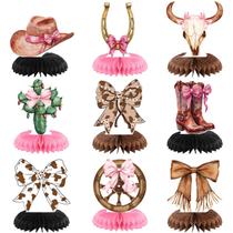 Decorações de festa Weekgrat Cowgirl, 9 peças de centro de mesa Honeycomb