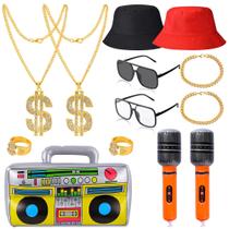 Decorações de festa Yaromo, kit de fantasia de hip hop dos anos 80 e 90, 13 peças