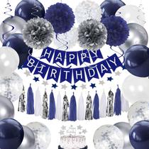 Decorações de Festa YGYXMY - Azul Marinho e Prata - Aniversário Masculino Decorações de Festa YGYXMY - Azul Marinho e Prata - Aniversário Masculino