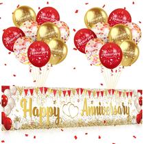Decorações de festa Yoirrat Red Gold Feliz Aniversário Decorações de festa Yoirrat Red Gold Feliz Aniversário