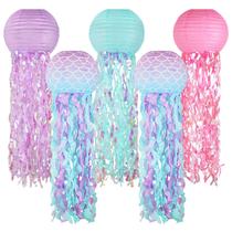 Decorações de festa zilue Mermaid Jellyfish Paper Lanterns x5
