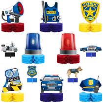 Decorações de festa Zonon Police Honeycomb Centerpieces x12