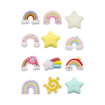 Decorações De Fivela Para Sandálias Estrelas Arco-Íris, 12 Peças/Conjunto, Berloques Fofos Para