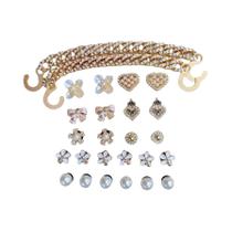 Decorações De Fivelas De Sapato DIY Com Pontos Dourados E Diamantes, 26 Fivelas Em Formato De