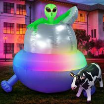 Decorações de Halloween: abdução inflável de vaca OVNI, 1,5 m com LED Decorações de Halloween: abdução inflável de vaca OVNI, 1,5 m com LED