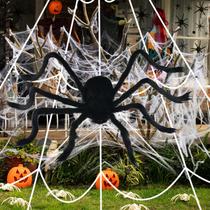 Decorações de Halloween ABONDEVER Spider Webs com aranha gigante