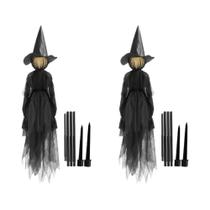 Decorações De Halloween Ativadas Por Som Com Bruxas Coloridas Que Brilham E Seguram Com as Mãos, 3 Decorações De Halloween Ativadas Por Som Com Bruxas Coloridas Que Brilham E Seguram Com as Mãos, 3