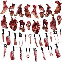 Decorações de Halloween, banners de festa, tema de filme de terror