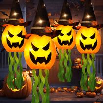 Decorações de Halloween Cuorung Hanging Lighted Pumpkin, 4 unidades