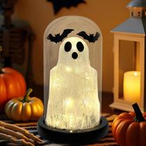 Decorações de Halloween DAZONGE: fantasma iluminado em cúpula de vidro Decorações de Halloween DAZONGE: fantasma iluminado em cúpula de vidro