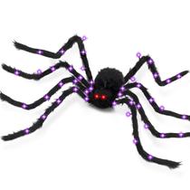 Decorações de Halloween Giant Spider BUFANYU 2m com 44 luzes roxas Decorações de Halloween Giant Spider BUFANYU 2m com 44 luzes roxas