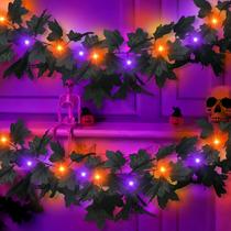 Decorações de Halloween Guirlanda preta de Halloween TURNMEON com temporizador de 13 pés e 40 LED