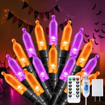 Decorações de Halloween, luzes de corda, 100 LED, 12 m, roxo e laranja