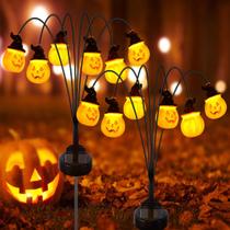 Decorações de Halloween, luzes solares ao ar livre, pacote com 2, 20 LED