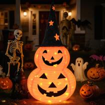 Decorações de Halloween MUBUZAN, abóbora de 90 cm com 50 luzes LED Decorações de Halloween MUBUZAN, abóbora de 90 cm com 50 luzes LED