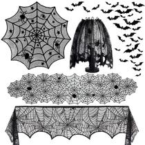 Decorações de Halloween, pacote com 5 toalhas de mesa Spider Web e muito mais