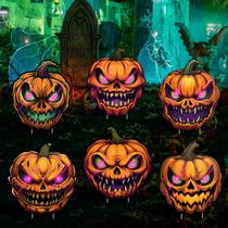 Decorações de Halloween, pacote com 6 placas de jardim de abóbora com estacas Decorações de Halloween, pacote com 6 placas de jardim de abóbora com estacas