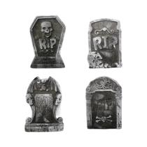 Decorações De Halloween Para Jardim: 4 Peças De Lápides De Espuma Para Cemitério, Casa Assombrada E