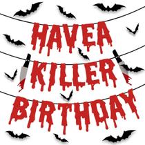 Decorações de Halloween Quimoy Have a Killer Birthday with 12 Bat Decorações de Halloween Quimoy Have a Killer Birthday with 12 Bat