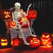 Decorações de Halloween Skeleton de 3 pés com Black Crow WODMAZ