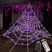 Decorações de Halloween Spider Web de 5 m com aranha gigante e 250 LEDs